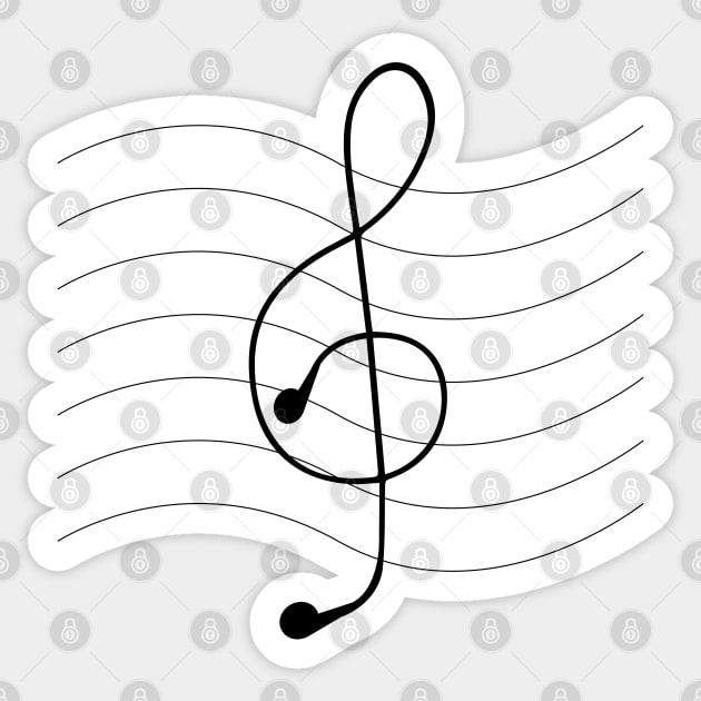 Treble clef from earphones Sticker by Farhad